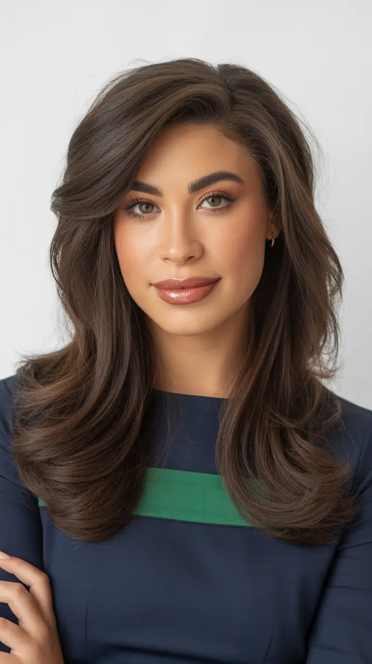 true spring brown hair color classic layered brunette