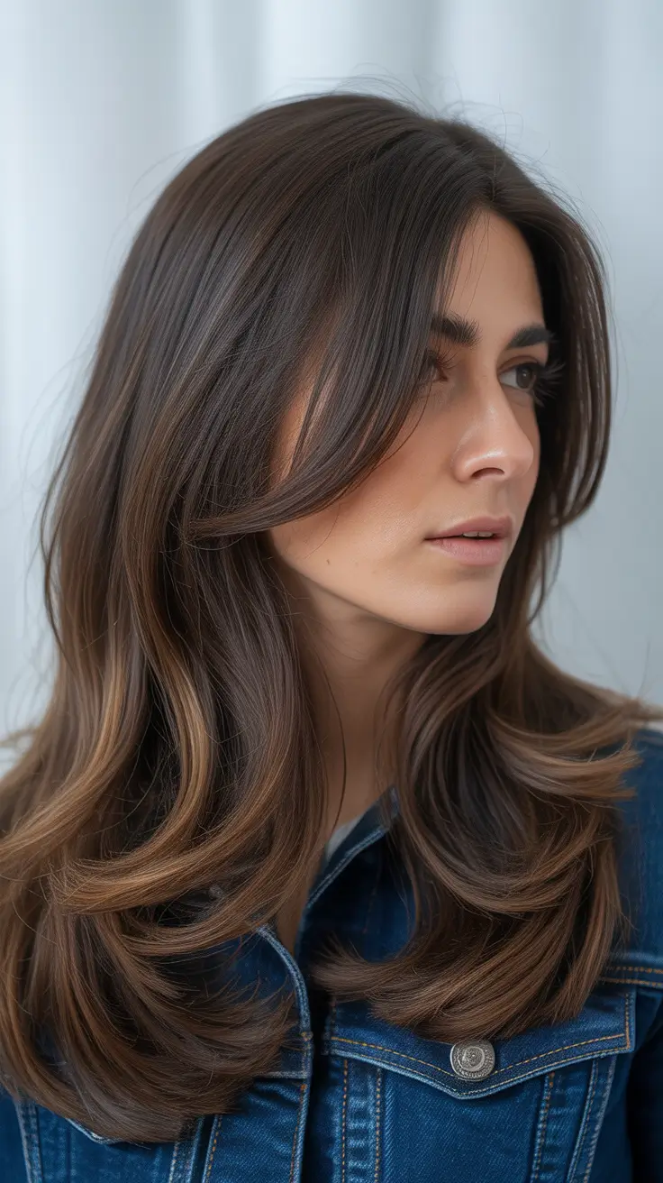 spring hair color for brunettes balayage long layers