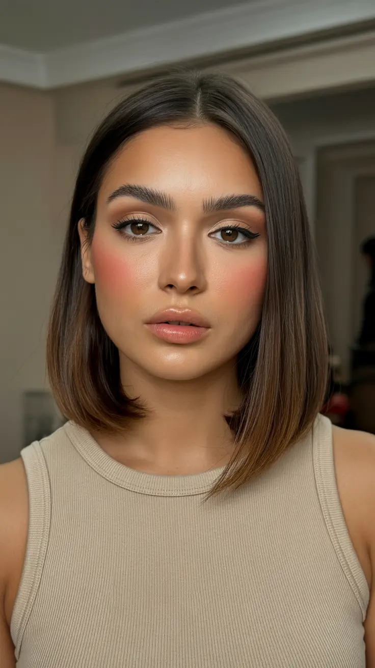 spring brown hair color 2026 polished caramel lob