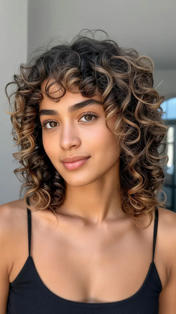 spring brown hair color with highlights curly brunette balayage