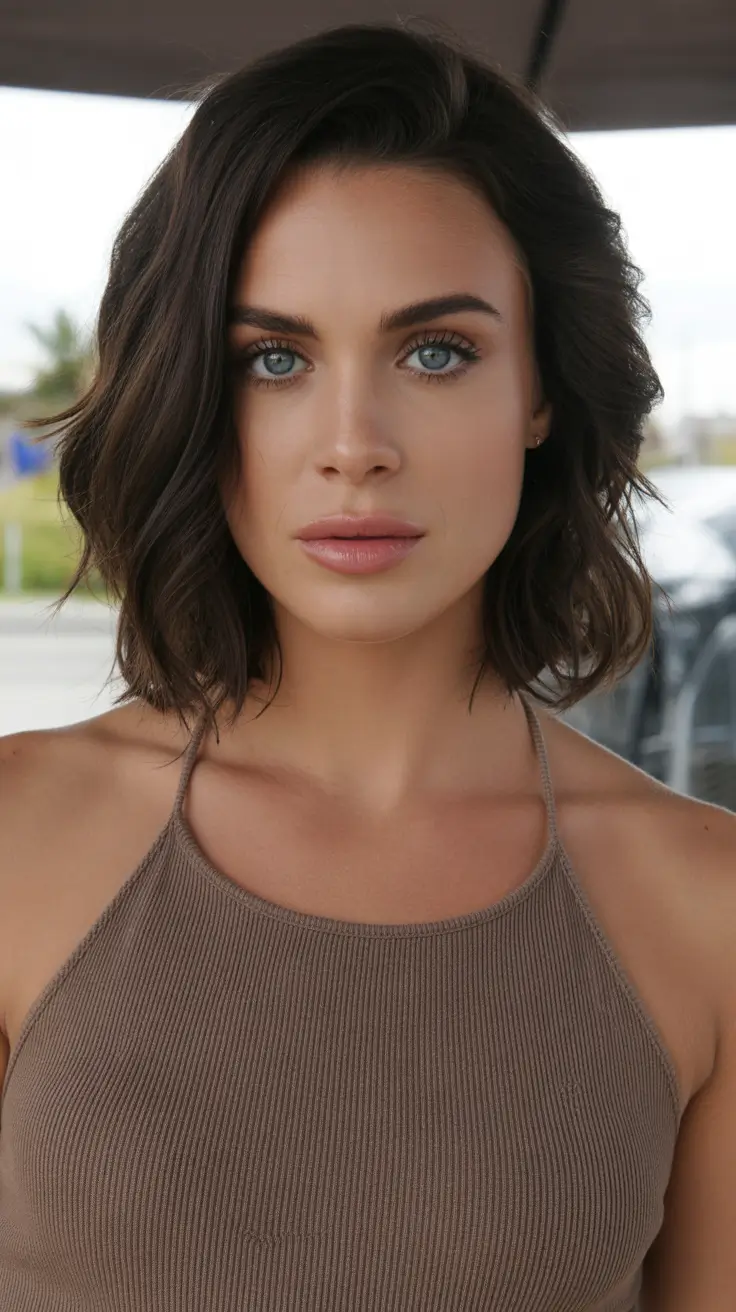 bright spring hair color brown textured bob