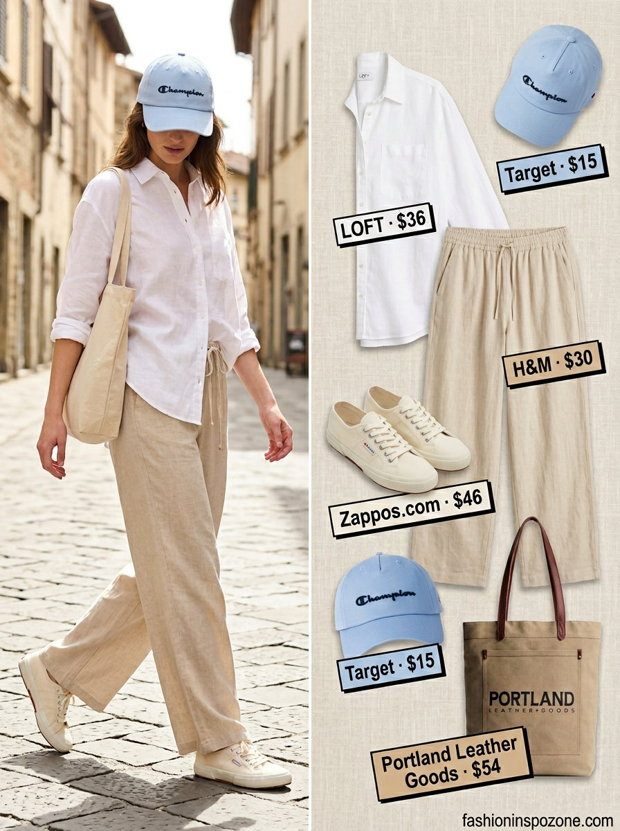 Weekend white linen outfits for women 2026 with shorts and an oversized shirt, ideal for casual days.