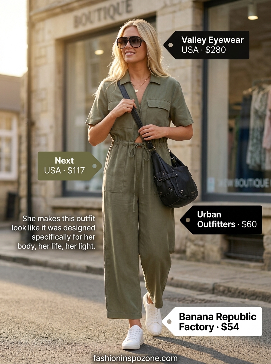 Effortless casual summer short outfits 2026: Romper, sneakers, and crossbody bag.