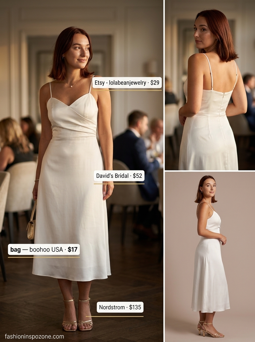 Cute pastel summer outfits for women 2026: Ivory slip dress, pale pink clutch, gold sandals for date night.