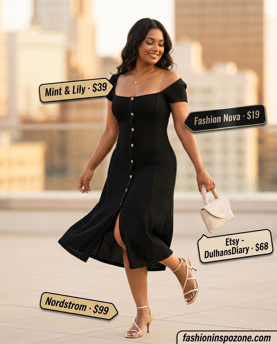 Ivory crochet dress with gold sandals and a champagne clutch for an evening out. Cute summer crochet outfits 2026.