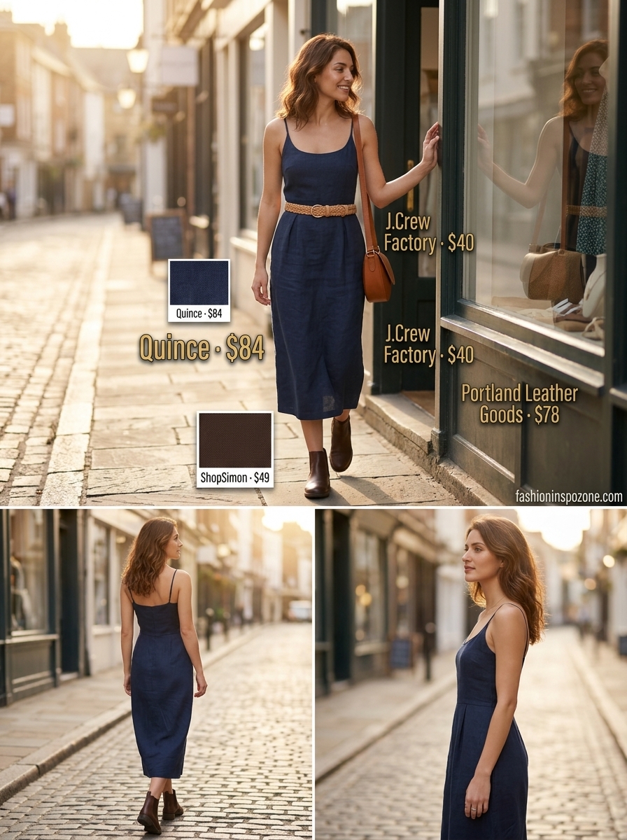 Cute summer dresses 2026: Olive green jumpsuit with brown boots and crossbody for travel.