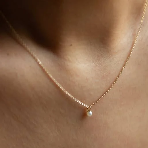 accessory 14K Gold Dainty Pearl Pendant Necklace Etsy - EandEProject $252