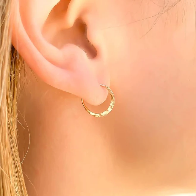 accessory 14K Gold Hammered Hoop Hoops By Hand $83
