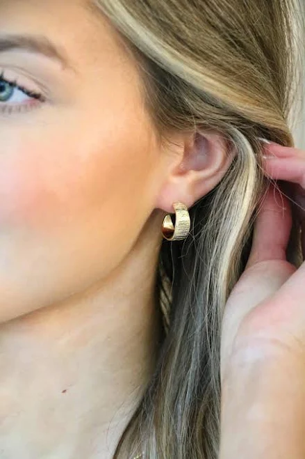 accessory 14K Gold Plated Sterling Silver Etched Hoop Earrings Etsy - ChicMamaJewelry $30