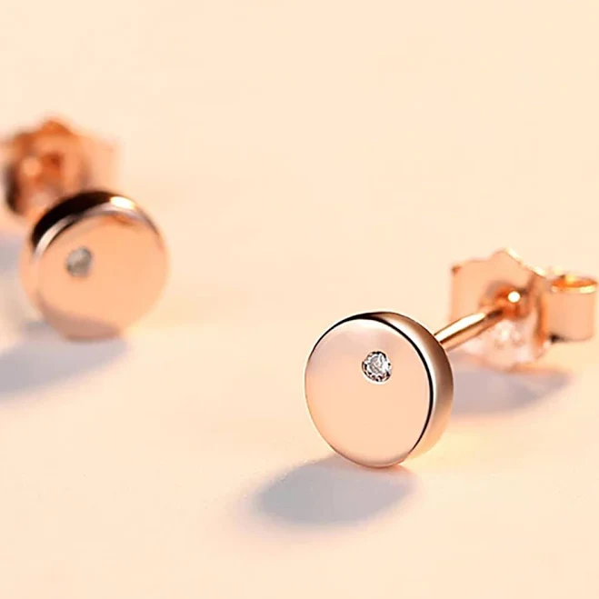 accessory 14K Rose Gold CZ Crystal Stud Earrings Etsy - llslittlegemshop $17.99