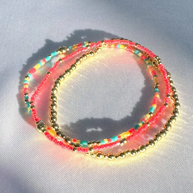 accessory 18K Gold and Colorful Bracelet Stack /Gold Filled beads/sead Bead Bracelet/ Bracelet stack/minimalist Jewelry/ Layered Gold bracelet/vibrant Etsy - Seller $30.8