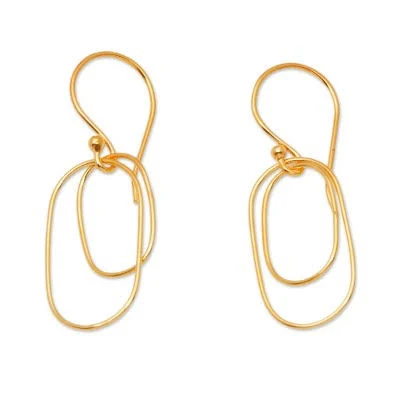 accessory 18K Gold-Plated Brass Abstract Geometric Dangle Earrings novica.com $13.39