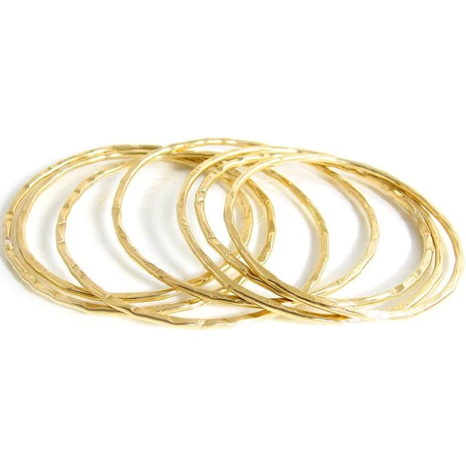 accessory 18K Gold Plated Hammered Gold Bangle Set Etsy - LeanderDambrosia $125