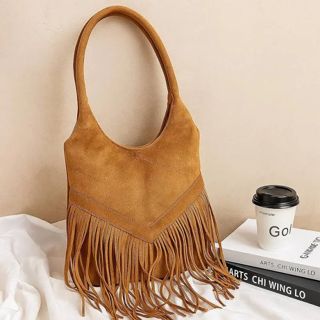 bag 70s Boho Vegan Suede Fringe Hobo Bag Etsy - Seller $69