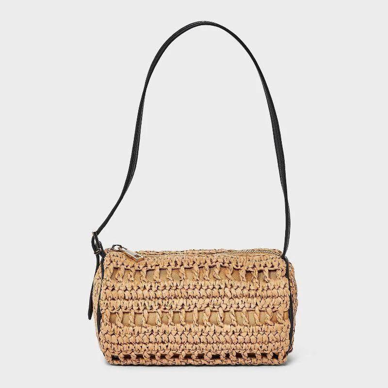 bag A New Day Straw Mini Boxy Barrel Shoulder Bag Target $25
