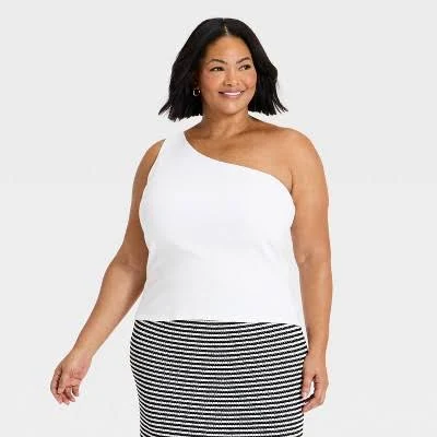 one shoulder top A New Day Women's One Shoulder Rib Knit Tank Top Target $12