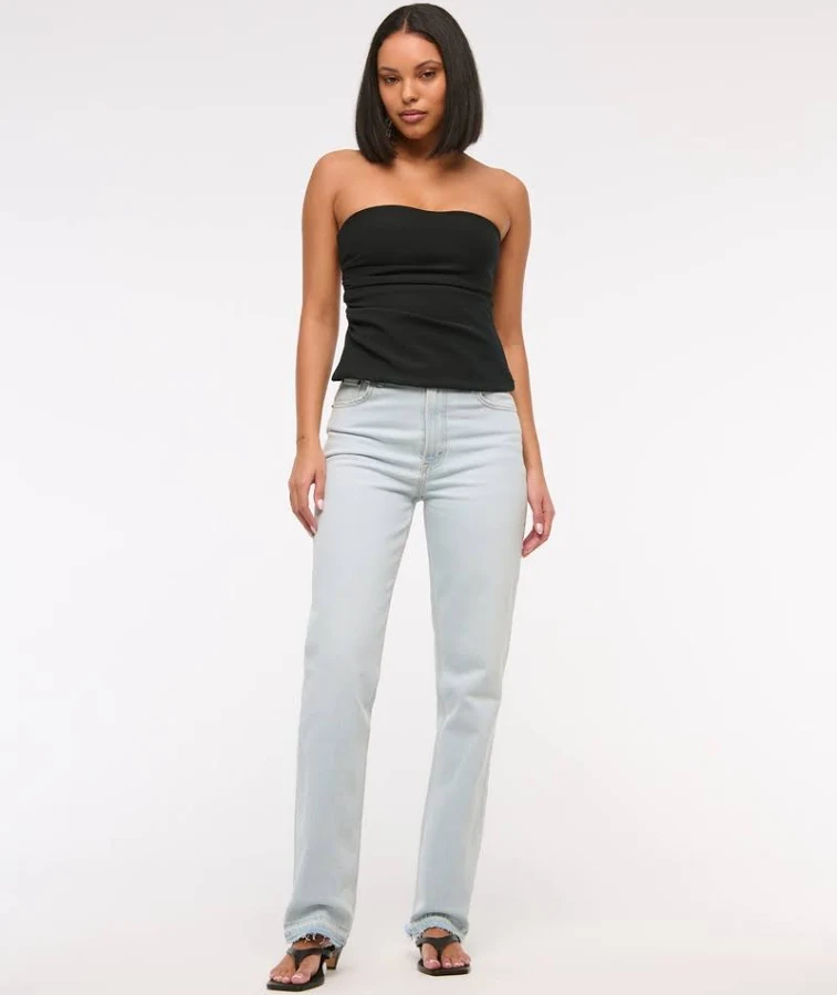 bottom Abercrombie & Fitch Women's 90s Ultra High Rise Straight Jean Abercrombie & Fitch $26.97