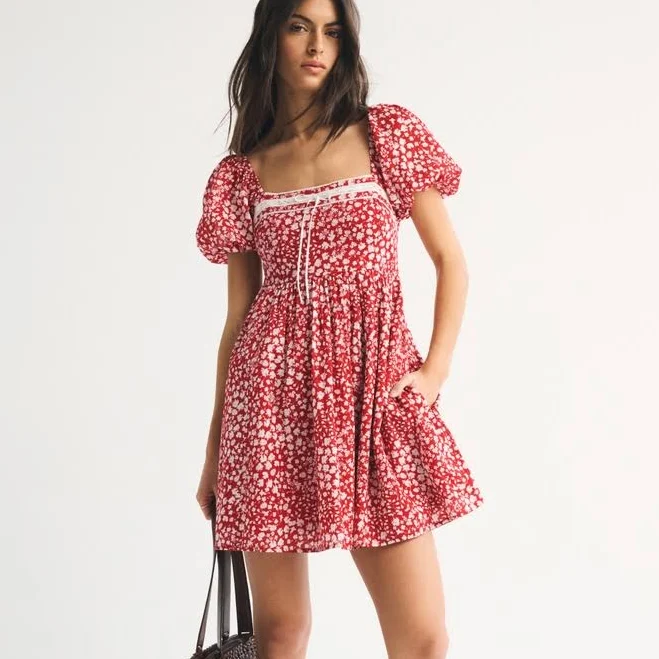 dress Abercrombie & Fitch Women's Emerson Puff Sleeve Mini Dress Abercrombie & Fitch $85