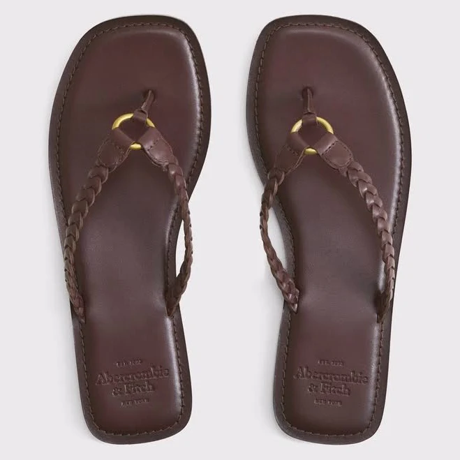 shoes Abercrombie & Fitch Women's Genuine Leather Braided Flip-Flop Sandals Abercrombie & Fitch $70