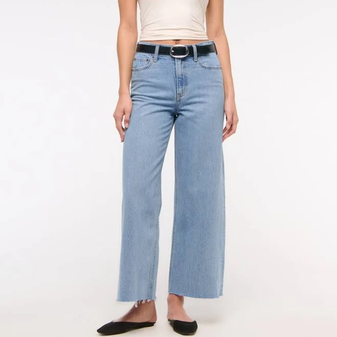 pants Abercrombie & Fitch Women's High Rise Cropped Wide Leg Jeans Abercrombie & Fitch $26.97