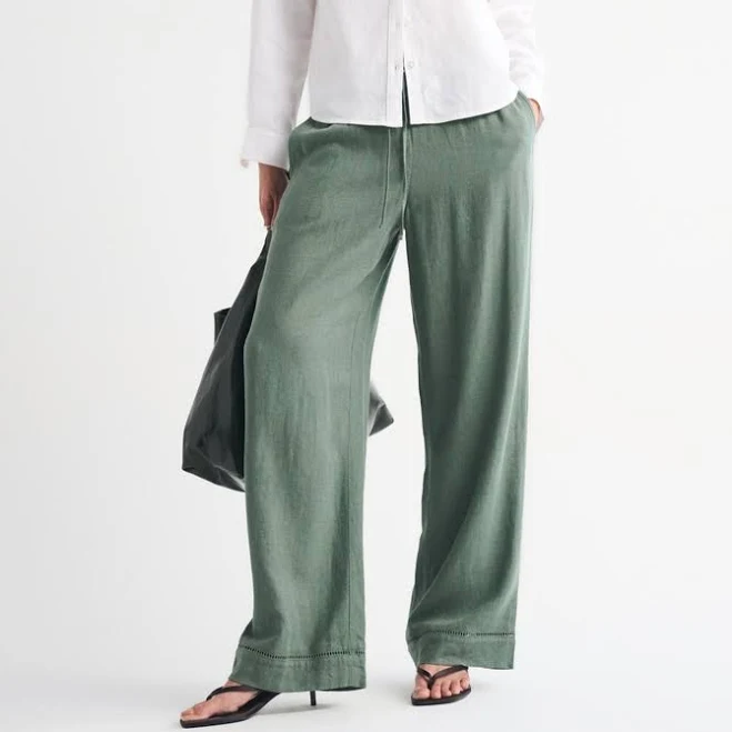 matching set Abercrombie & Fitch Women's Linen-Blend Pull-On Pants Abercrombie & Fitch $80
