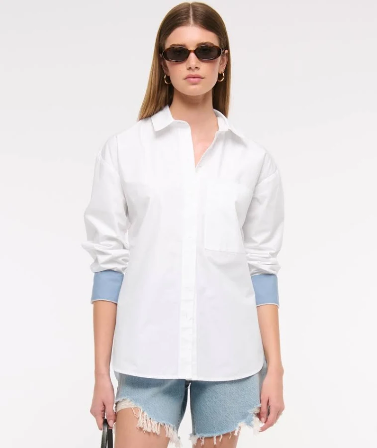 outerwear Abercrombie & Fitch Women's Oversized Poplin Shirt Abercrombie & Fitch $60