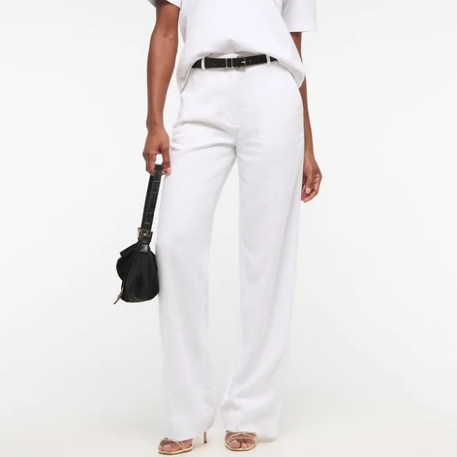 bottoms Abercrombie & Fitch Women's Tailored Linen-Blend Wide Leg Pants Abercrombie & Fitch $24.97