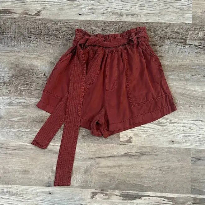 shorts Abercrombie Paperbag Shorts Rust Red Belted High Rise Coquette Casual eBay - rachug-9441 $28