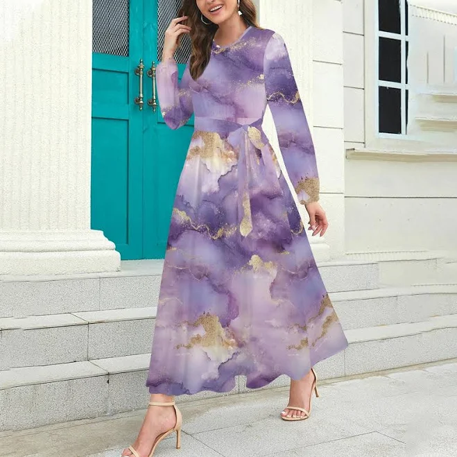 dress Abstract Gold Cloud Marble Maxi Dress Etsy - Seller $54.99
