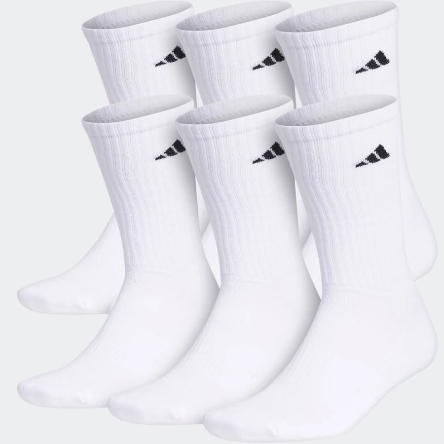 accessory adidas Athletic Cushioned Crew 6 Pairs White 9-13 - Mens Workout Socks adidas $26