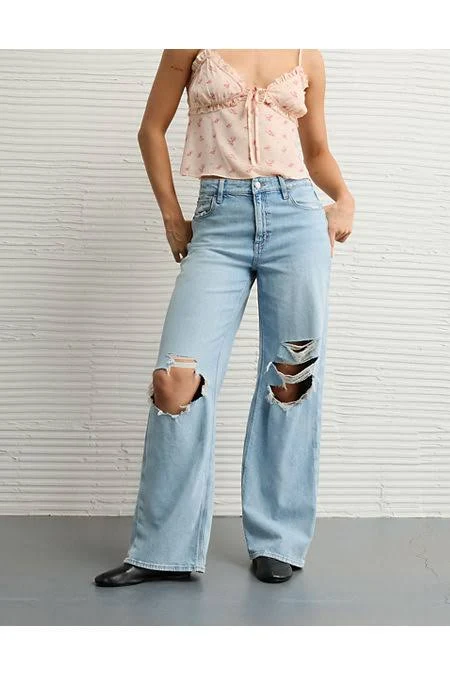 jeans AE Dreamy Drapey Super High-Waisted Baggy Wide-Leg Jean American Eagle Outfitters $41.97