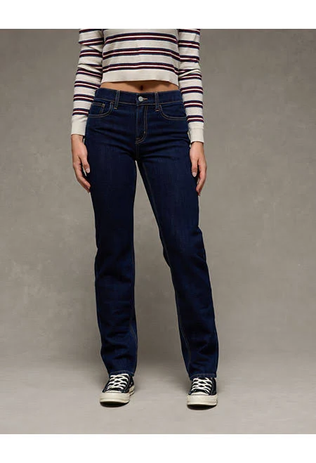 jeans AE Women's High-Waisted Straight Stretch Jeans American Eagle Outfitters $37.46