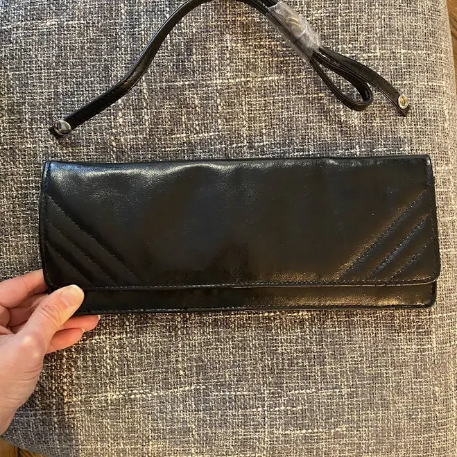 bag Aldo Faux Leather Black Small Slim Clutch Magnetic Closure Removable eBay $24