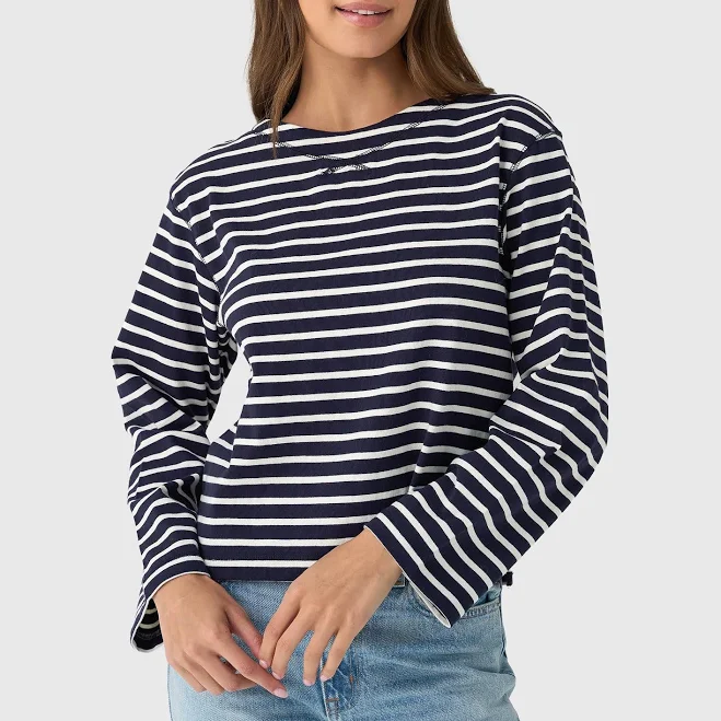 top Alex Mill Navy and White Boat Neck Long Sleeve Shirt Navy and White / L Saint Bernard $63.9