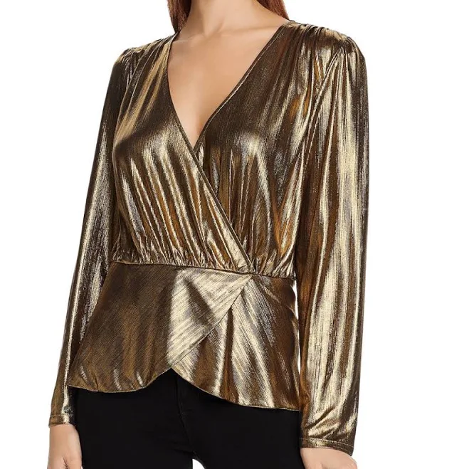 wrap top Alexandra Women's Metallic V Neck Wrap Top Poshmark $10