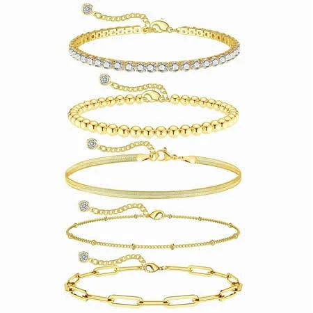 accessory Alexcraft Gold Bracelets Set for Women Trendy Dainty 14K Gold Plated Jewelry Stackable Bracelet Stack Women Walmart - Alexcraft Jewelry $15.69