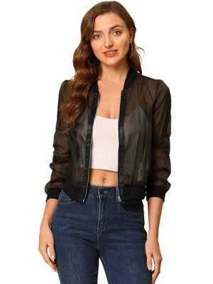 outerwear Allegra K Women's Lightweight Mesh Bomber Jacket Target $32.99