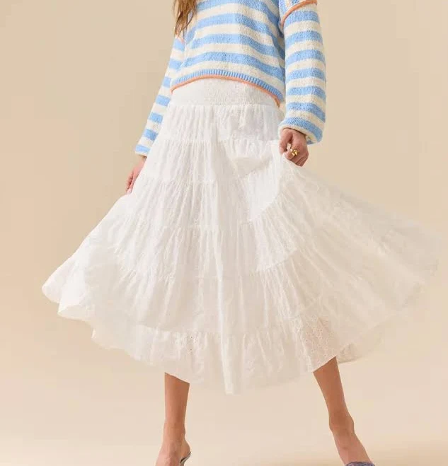 bottoms Altar'd State Lynley Tiered Cotton Midi Skirt Altar'd State $28.99