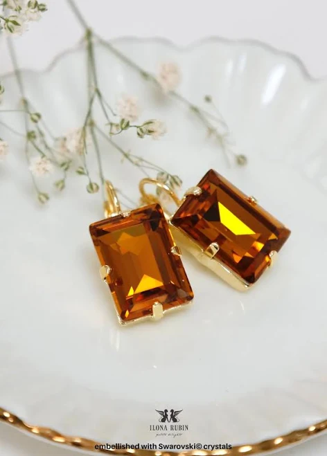 accessory Amber Crystal Drop Earrings Etsy - iloniti $51.85