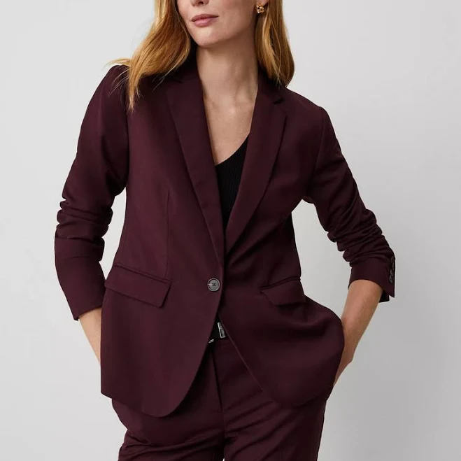 outerwear Ann Taylor $198 Burgundy Wool Blend One Button Blazer Sz 8t 8 Tall eBay - trophy2000by $59.99