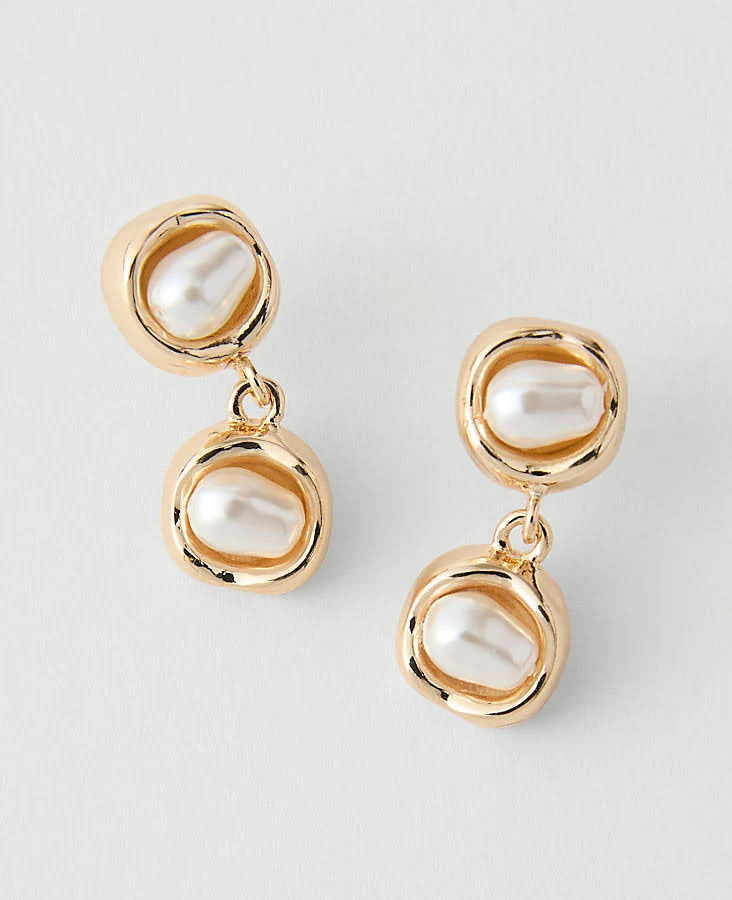 accessory Ann Taylor Women's Double Pearl Drop Earrings Ann Taylor $49.5