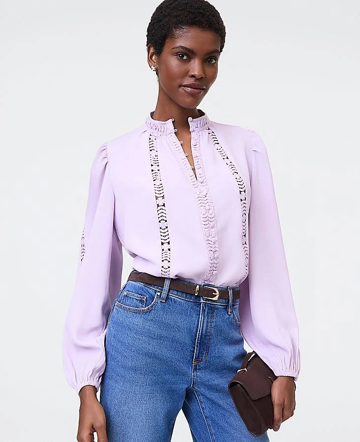 blouses Ann Taylor Women's Lace Trim Blouse Ann Taylor $36