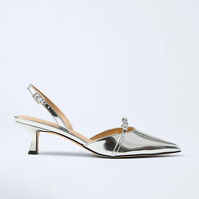 shoes Ann Taylor Women's Metallic Leather Slingback Pump Ann Taylor $54.99