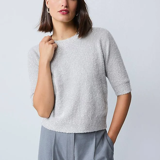 t-shirt Ann Taylor Women's Petite Metallic Sweater T-Shirt Ann Taylor $27.49