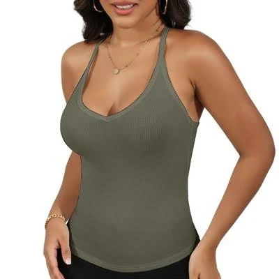 top Anna-Kaci Active Women's Ribbed Knit Deep V Neck Tank Top Target $16.99