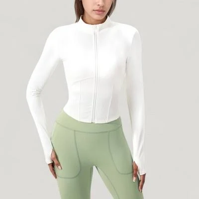 outerwear Anna-Kaci Women's Slim Fit Long Sleeve Zip-Up Cropped Active Jacket with Target $34.79