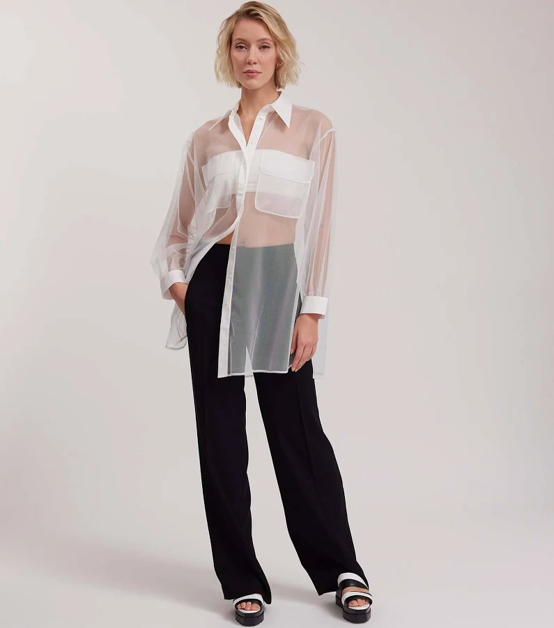 cover up Anne Fontaine Sheer Oversized Shirt Flap Pockets for Woman Anne Fontaine $450