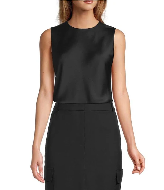 top Antonio Melani Women's Wakefield Satin Crew Neckline Sleeveless Blouse Dillard's $119