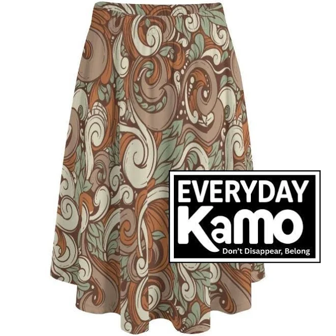 skirt Art Nouveau Bohemian Earthy Swirl Midi Skirt Etsy - Seller $27.96