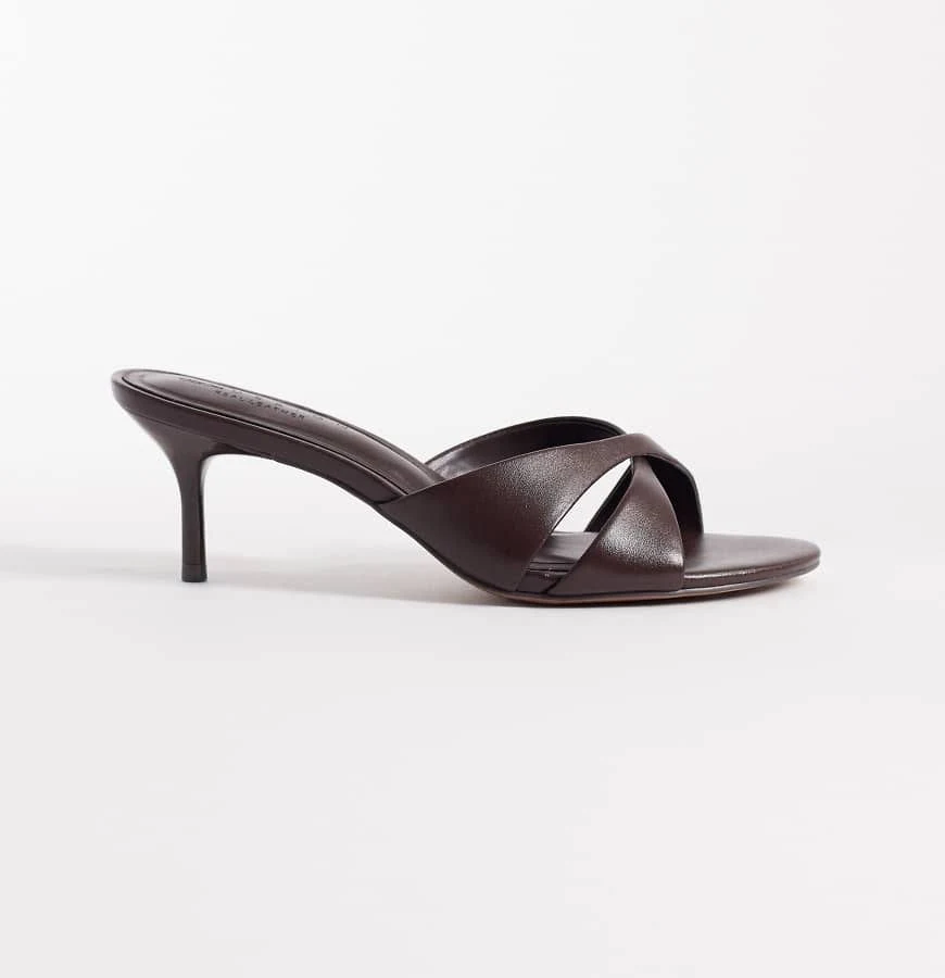 shoes ASOS Design Hum Premium Leather Mid Heeled Mules ASOS $64.99